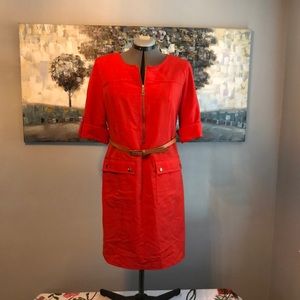 Patch pocket dress, tomato red